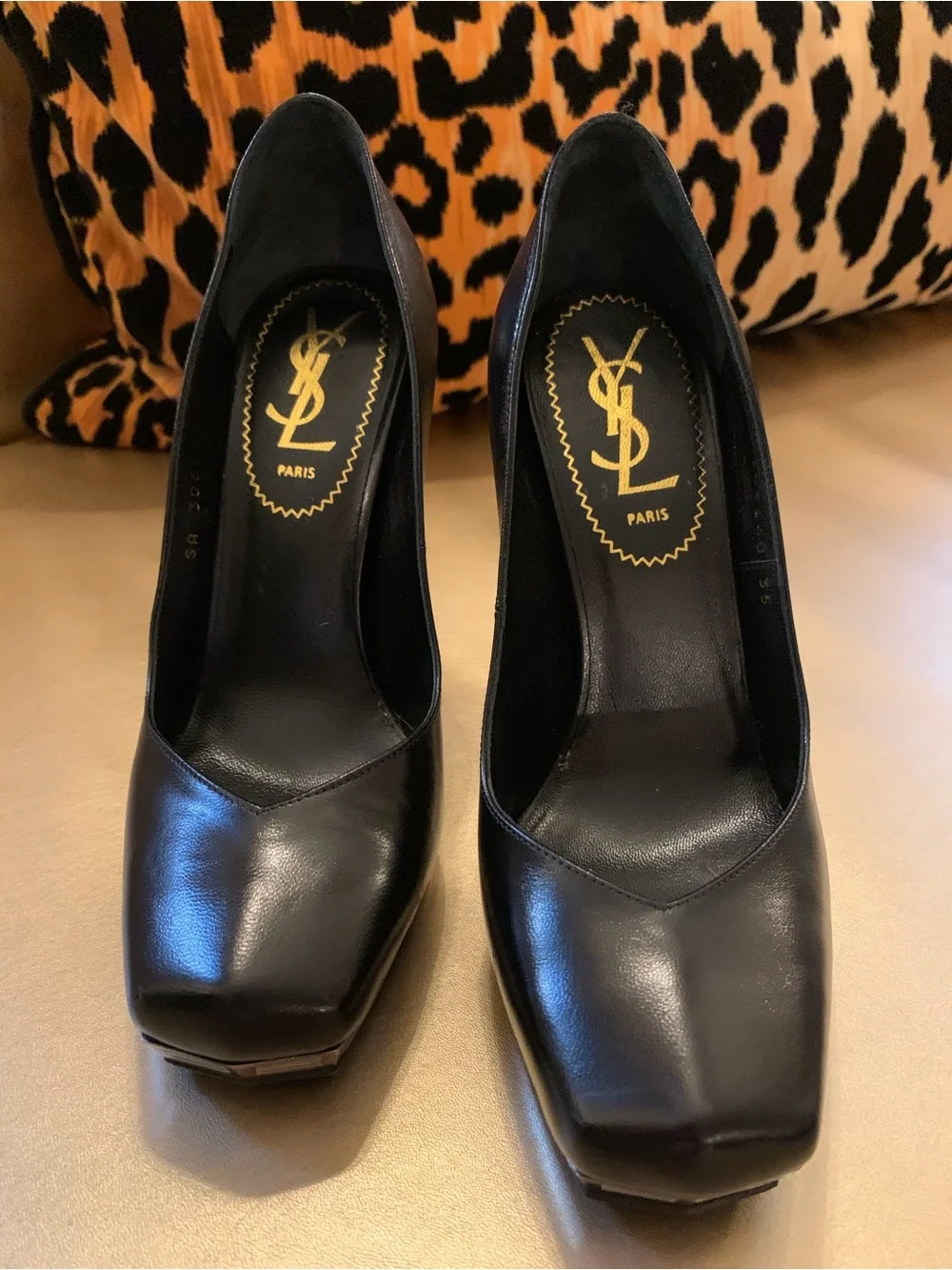 Saint Laurent Black Leather Pumps with Mirrored Heel and Platform - Picture 6 of 8
